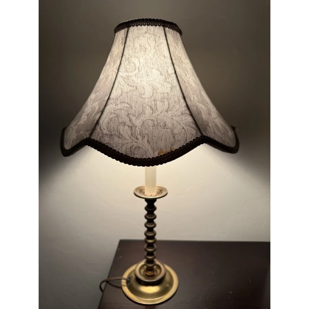 Vintage Brass Table Lamp Barley Twist Column‎ ~13